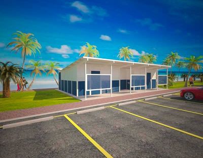 Whitehaven Medium Multi Amenity Toilet Building with Deep Ocean and Surf Mist colour scheme